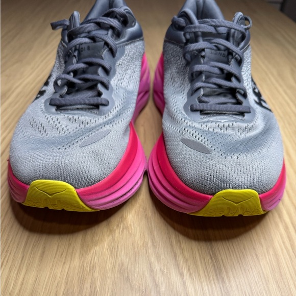 HOKA ONE ONE BONDI 8 Gray Pink Women’s Running Sneakers Size 9 - Picture 6 of 13